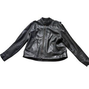 Moto Mod Men's Motocycle Jacket Sz 52 Black Genuine Leather Biker Racing Vintage